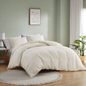 Urban Habitat Wyatt Casual 3 Piece Knitted Jersey Duvet Cover Set UH12-2479 Ivory