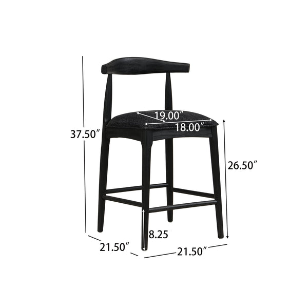 English Elm Christopher Knight Home® - COUNTER Ladder Back Farmhouse Counter Stool Set of 2 with Upholstered Seats and Tapered Rubberwood Legs Black N771P339881H