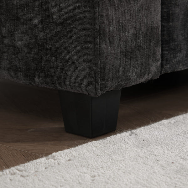 English Elm Cloud Sofa Single Seat - Modular Chenille Lounge Chair with Double-Layer Cushion, Ergonomic Support and Easy Assembly Black W1143S00034