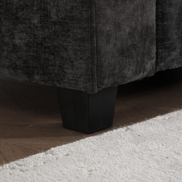 English Elm Wider Armrest 3-Seat Sectional Sofa - Modern Modular Design, Cloud-Like Comfort, Chenille Fabric, Black W1143S00043-GIGA