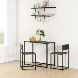 English Elm Homcom Industrial 3 Piece Dining Set Steel Legs Mdf Top Compact Kitchen Seating Black W2225P229082