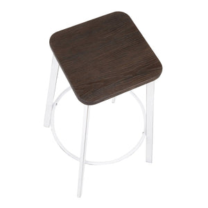 English Elm Square Barstools Industrial White Metal Bamboo Seat Kitchen Island Set of 2 B202P471216