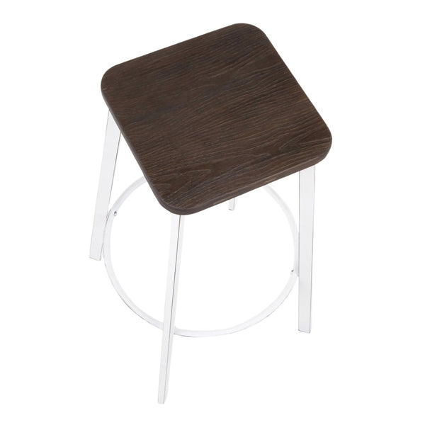 English Elm Square Barstools Industrial White Metal Bamboo Seat Kitchen Island Set of 2 B202P471216