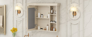 English Elm 35'' Blue Wall Mounted Medicine Cabinet with Mirror Door, MDF Storage, Adjustable Shelves & Towel Rod WF323692AAY