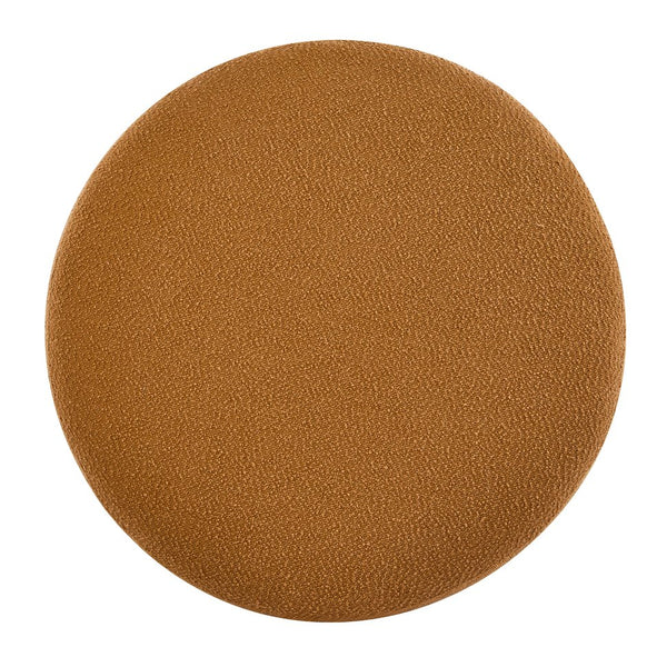 English Elm Christopher Knight Home® - Modish Round Ottoman with Plush Bouclé Top and Splayed Rubberwood Legs for Cozy Modern Living Room Natural Wood,Pumpkin Orange N769P346256O