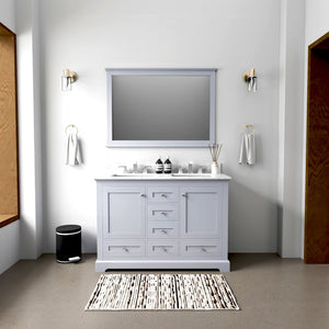 English Elm Dark Grey Double Bath Vanity 48" W x 22" D — Solid Wood Frame, Soft-Close Drawers, Ample Storage, Assembled B2731P258179