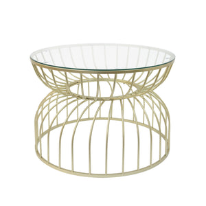English Elm Christopher Knight Home® - Golden Glass Coffee Table with Gold Metal Frame, Tempered Glass Top, Modern Hollowed Design, Sturdy N770P195639G