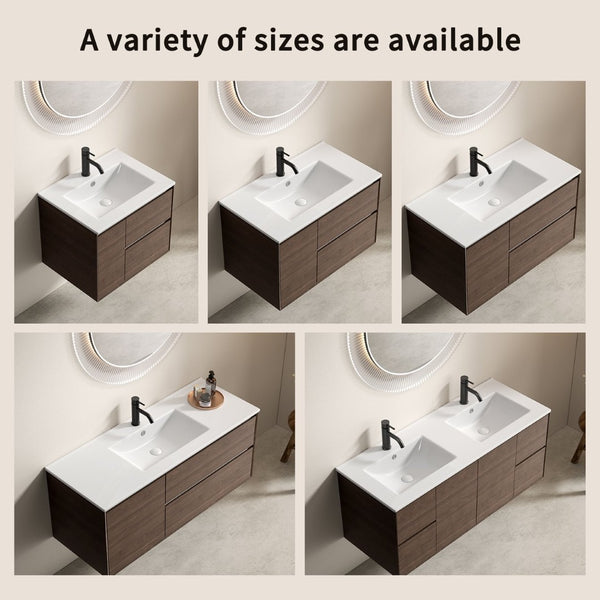 English Elm Ceramic Porcelain Countertop Basin Thin Edge Single Bowl Vanity Sink for Modern Bathrooms W3402P402908