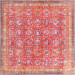 Unique Loom Timeless John Machine Made Floral Rug Red, Beige/Black/Blue/Ivory/Violet/Gold/Green 7' 6" x 7' 7"