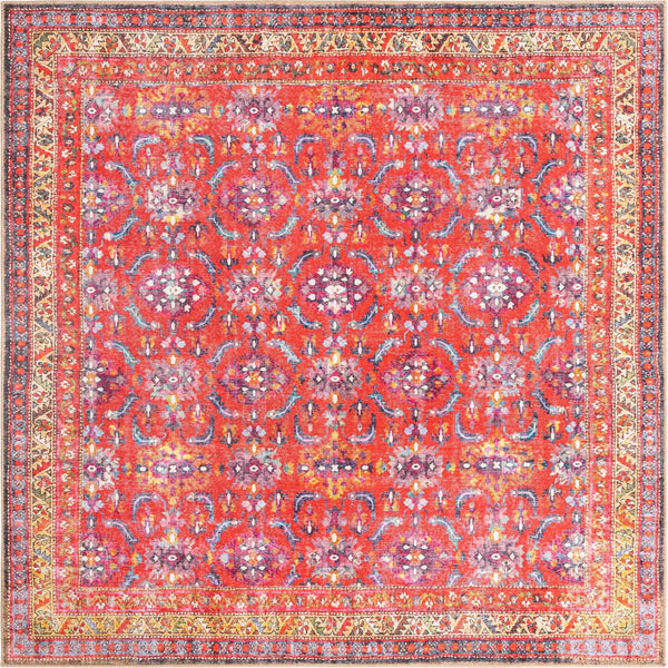 Unique Loom Timeless John Machine Made Floral Rug Red, Beige/Black/Blue/Ivory/Violet/Gold/Green 7' 6" x 7' 7"