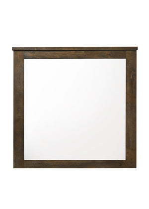 English Elm Merrilee Oak Finish Mirror - Minimalist 34"x33" Wall Mirror with Durable Wood-Composite Frame, Modern Elegance B2726P257357