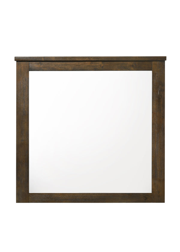 English Elm Merrilee Oak Finish Mirror - Minimalist 34"x33" Wall Mirror with Durable Wood-Composite Frame, Modern Elegance B2726P257357