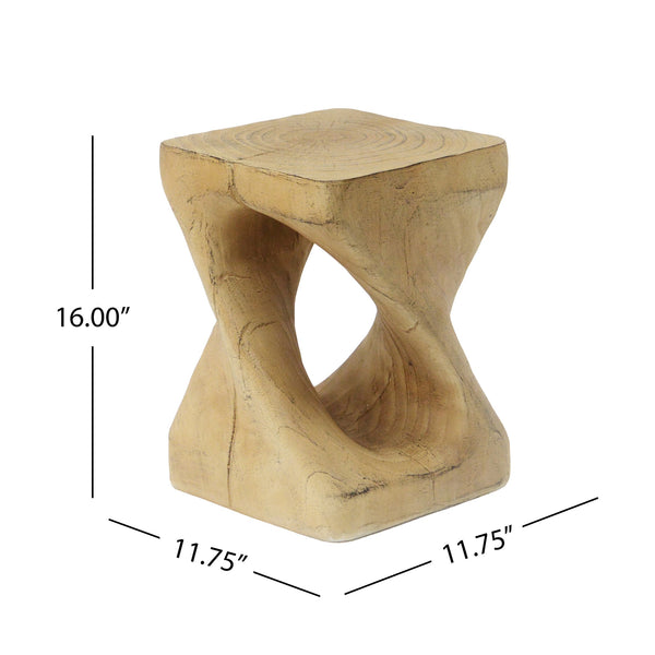English Elm Christopher Knight Home® - MGO Twist Shape Side Table with Wood-Grain Texture, Durable MGO Spiral Design for Indoor Outdoor Use Natural N770P212233N