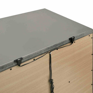English Elm Contemporary Art Deco Nightstand with Hidden Jewelry Drawer Usb Port Acrylic Legs Silver B2741P436972
