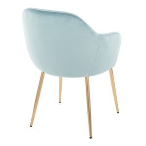 English Elm Dining Chair Set of 2 Plush Velvet Seat Gold Tapered Legs Glam Contemporary Style Light Blue B202P471286