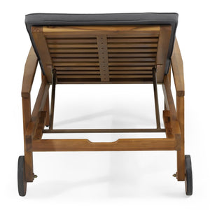 English Elm Jason Outdoor Acacia Wood Chaise Lounge with Adjustable Recline and Slat Design Grey N769P363844G