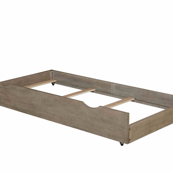 English Elm Transitional Twin Bed with Trundle Warm Gray Wood Grain Paneled Headboard Guest Room B2741S00850