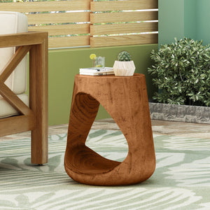 English Elm Christopher Knight Home® - MGO Hollow Side Table with Wood-Grain Texture, Durable Magnesium Oxide Build, Indoor/Outdoor Use Antique brown N770P212235A