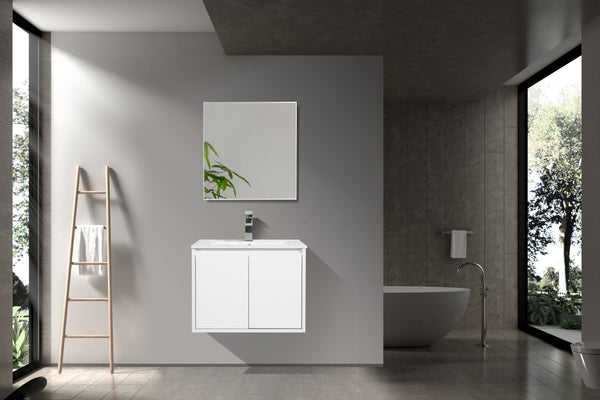 English Elm 24" Floating Bathroom Vanity Base Glossy White Wall Mount Soft Close Cabinet W1920P263624
