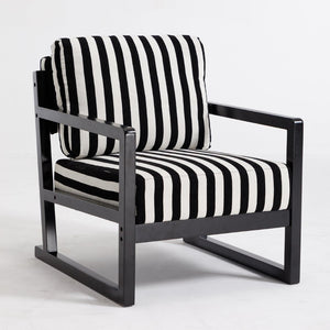 English Elm Mid-century Modern Linen Lounge Chair with Solid Wood Legs for Living Room W1249P479873