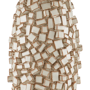 Sugar Cube Ivory Table Lamp - Handcrafted Ceramic Design with Textured Glaze for Unique Decor