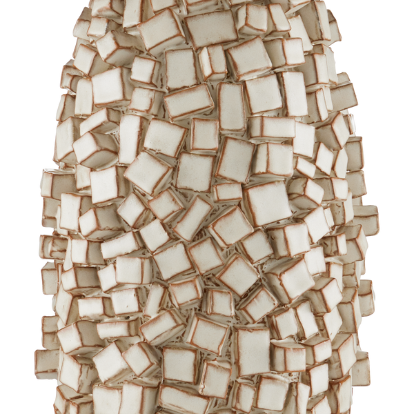Sugar Cube Ivory Table Lamp - Handcrafted Ceramic Design with Textured Glaze for Unique Decor