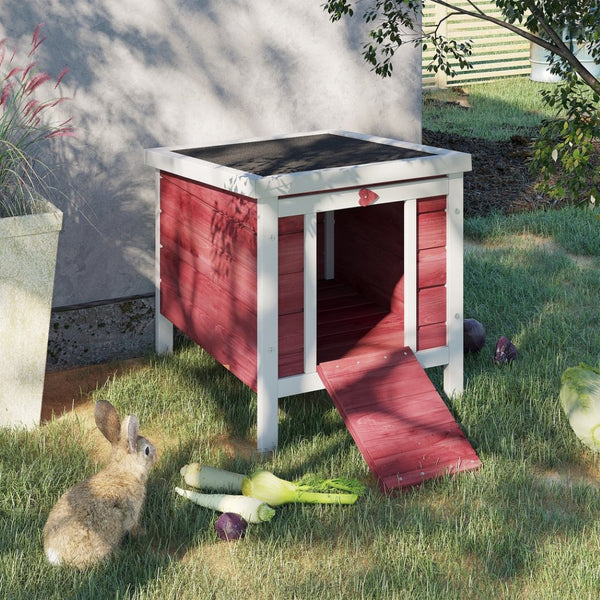 English Elm Pawhut Outdoor Wooden Rabbit Hutch Waterproof Roof Raised Floor Small Pet Shelter W2225P173738