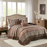 Madison Park Princeton Traditional 5 Piece Reversible Jacquard Bedspread Set MP13-4341 Red