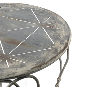 English Elm 26x26x30" Iron Round Side Table Twisted Legs Vintage Silver Shabby Chic Shelf W2078P452864