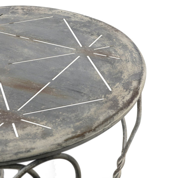 English Elm 26x26x30" Iron Round Side Table Twisted Legs Vintage Silver Shabby Chic Shelf W2078P452864