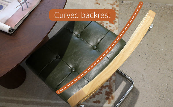 English Elm Dining Chairs Set of 2 Mid-Century Chrome Cantilever Faux Leather Rattan Back Accent Chairs Dark Green W2105P346391