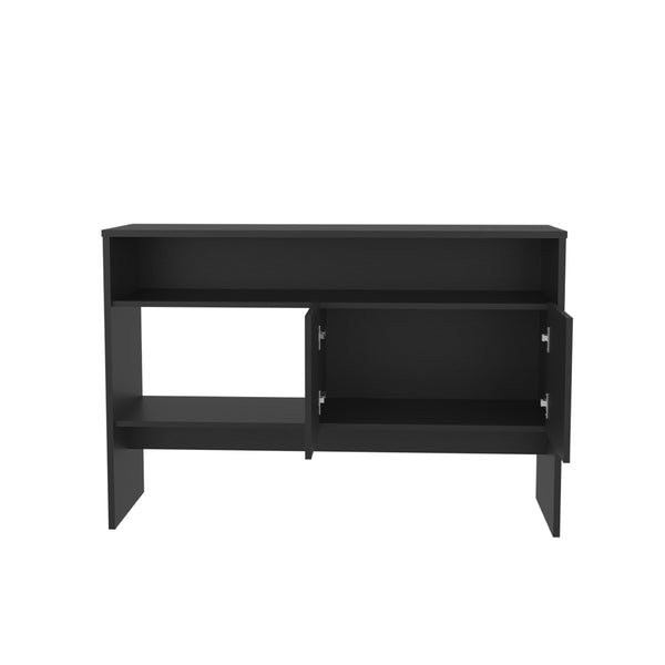 English Elm Console sleek engineered wood console table with two doors and three shelves for stylish storage Black 48.82 L x 18.9 W x 4.72 H B097P250862