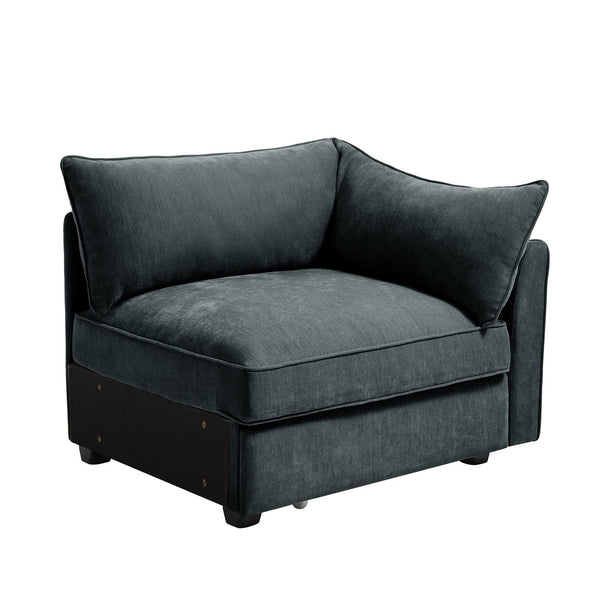 English Elm Sofa Elegant Chenille with Hidden Storage Drawers, Crescent Back & Piped Trim for Modern Living Grey W3041P293501