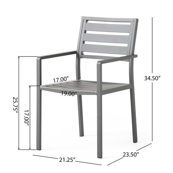 English Elm Christopher Knight Home® - Outdoor Modern Aluminum Dining Chair Set of 2 in Gun Metal Gray — Sleek Weatherproof Patio Seating, Lightweight Comfort 70340.00GRY