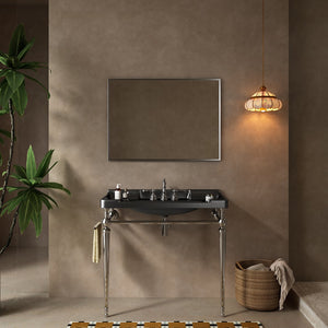 English Elm VICI 36" Bathroom Console Sink with Integrated Ceramic Basin, 3-Hole Faucet, Stainless Legs & Towel Bar Black,Chrome W2615S00117