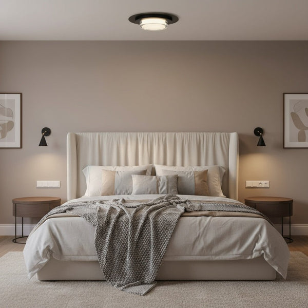 English Elm 16 Inch Square Led Flush Mount Ceiling Light with Acrylic Diffuser for Modern Interiors Black B370P400757