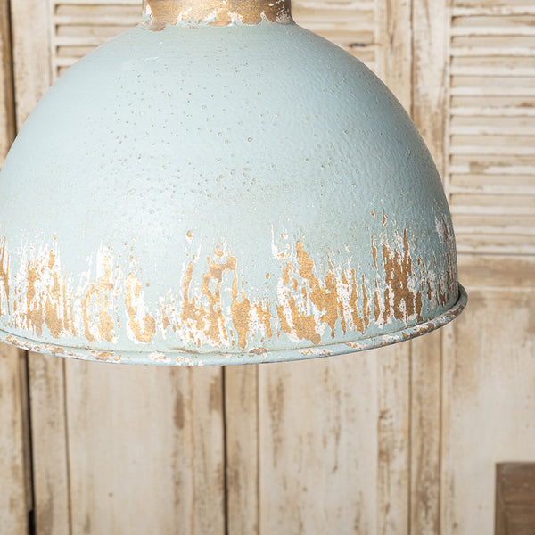 English Elm Retro Blue Pendant Light Vintage-Inspired Metal Shade, Rich Blue Finish for Cozy Elegant Interiors W2946P243894