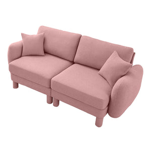 English Elm Boucle 2-Seater Loveseat Sofa With Chic Shell Armrests & Soft Pink Upholstery For Cozy Spaces W3041S00290