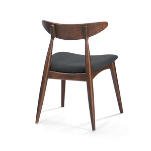 English Elm 5-piece Mid-century Rubberwood Dining Set with Upholstered Chairs for Small Spaces Charcoal,Walnut N759S003011F