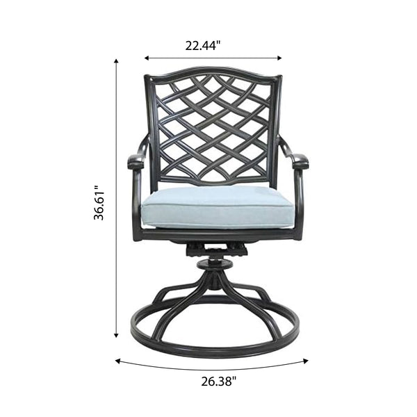 English Elm Dining Swivel Chair Light Blue Set of 2 - Weather-Resistant Aluminum Patio Seats with Swivel Rocking Comfort and Removable Cushions ABQ-AHF-LD15727-11