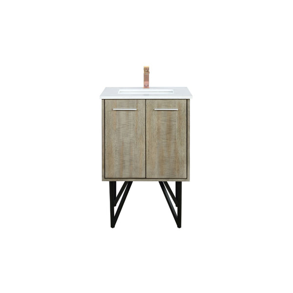 English Elm Rustic Acacia Bath Vanity 24" W With Cultured Marble Top & Chic Rose Gold Faucet For Modern Charm B2731P259662-GIGA
