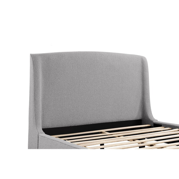 English Elm Harper Curved Upholstered Queen Platform Bed in Light Grey Fabric with Retro Splayed Feet, Modern Chic B062S01247