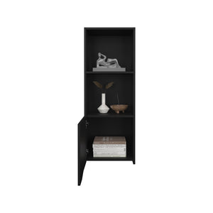 English Elm Obregon Wall Cabinet 43" Tall One-Door Medicine Cabinet with Two Open Shelves for Small Spaces Black 44 L x 16 W x 3 H B200P235848