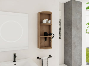 English Elm 12" Bathroom Wall-Mounted Storage Rack with Three-Tier Floating Shelves, Durable Scratch-Resistant Plywood Organizing Solution Imitative Oak W999P277163