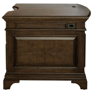 English Elm Stigham Burnished Oak Executive Desk With 7 Drawers, Elegant Bronze Hardware & Ample Storage Space B062S00800-GIGA