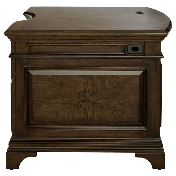 English Elm Stigham Burnished Oak Executive Desk With 7 Drawers, Elegant Bronze Hardware & Ample Storage Space B062S00800-GIGA
