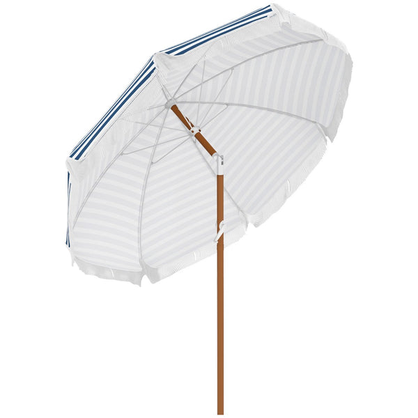 English Elm Outsunny 7 Ft Outdoor Patio Umbrella With Tilt & Vent, Stylish Blue Stripe Market Parasol For Shade W2225P200376-GIGA