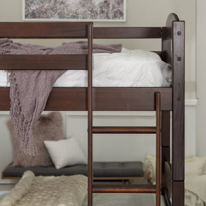 English Elm Walker Edison - Transitional Solid Pine Twin-Over-Twin Bunk Bed Frame with Safety Rails, Ladder & Slat Support Espresso 81 L x 14.76 W x 9.84 H B185P326696