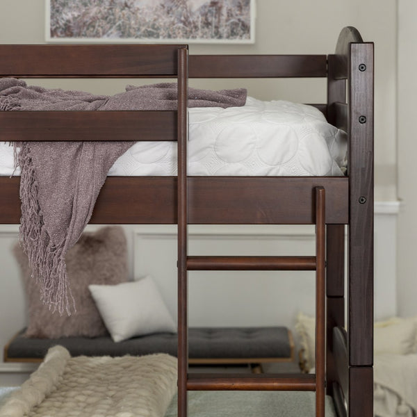 English Elm Walker Edison - Transitional Solid Pine Twin-Over-Twin Bunk Bed Frame with Safety Rails, Ladder & Slat Support Espresso 81 L x 14.76 W x 9.84 H B185P326696