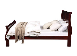 English Elm Louis Philippe Cherry Finish Twin Sleigh Bed - Timeless Elegance With Curved Headboard & Sturdy Support B2726S00148-GIGA